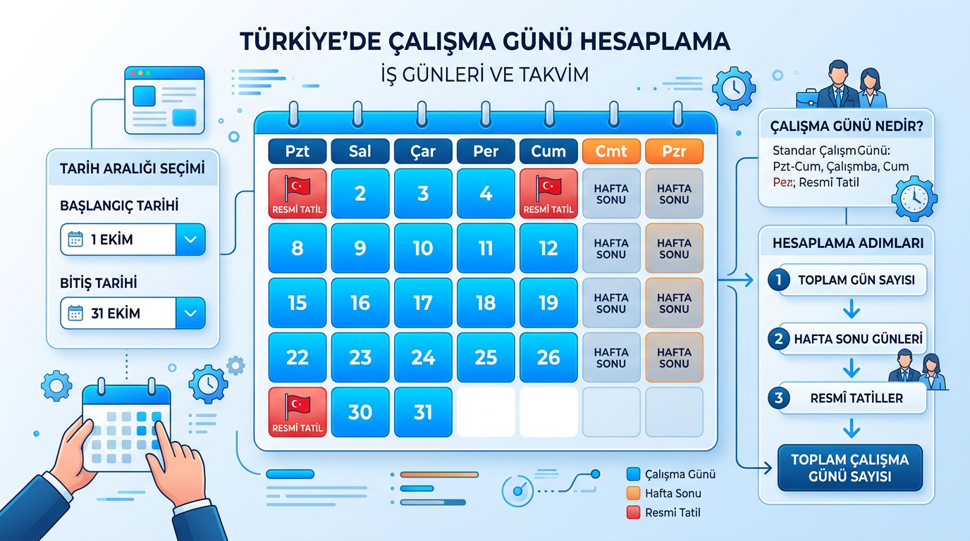 Çalışma günü hesaplama grafik Türkçe