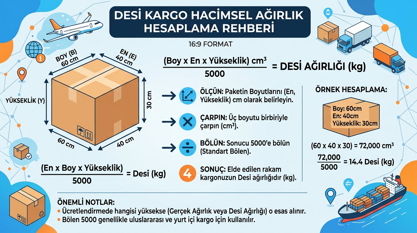 Desi kargo hacimsel ağırlık grafik Türkçe