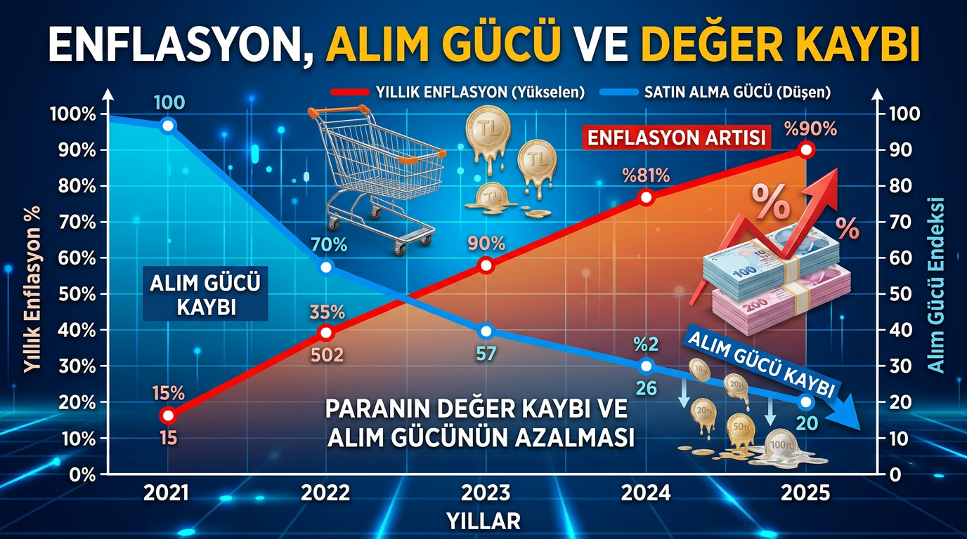 Enflasyon alım gücü düşüş grafiği