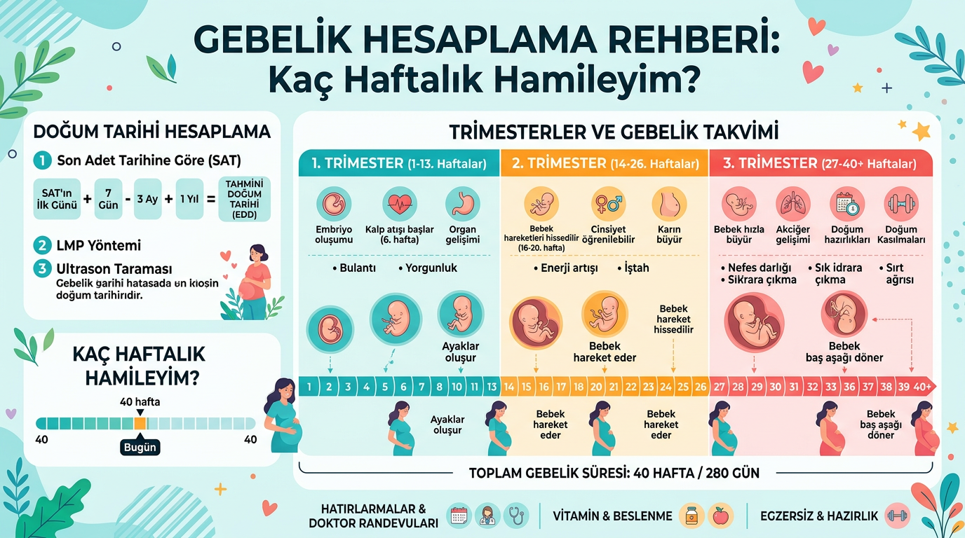 Gebelik doğum tarihi hafta hesaplama grafik Türkçe
