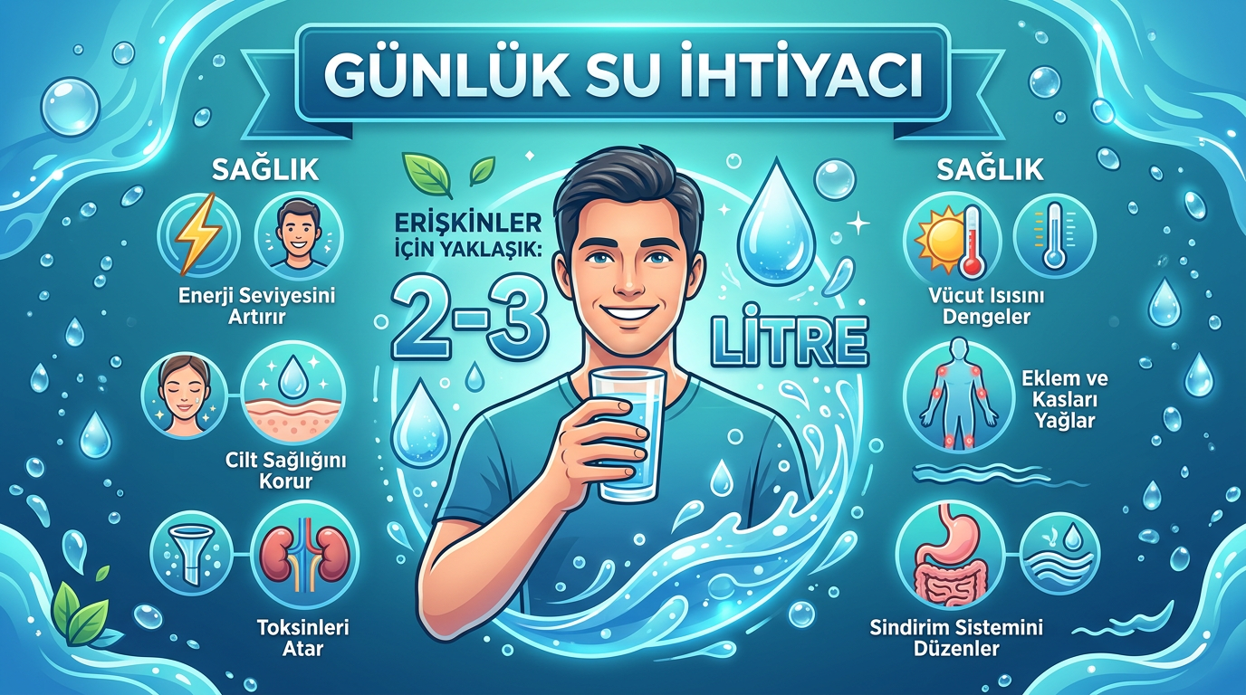 Günlük su ihtiyacı hesaplama grafik Türkçe