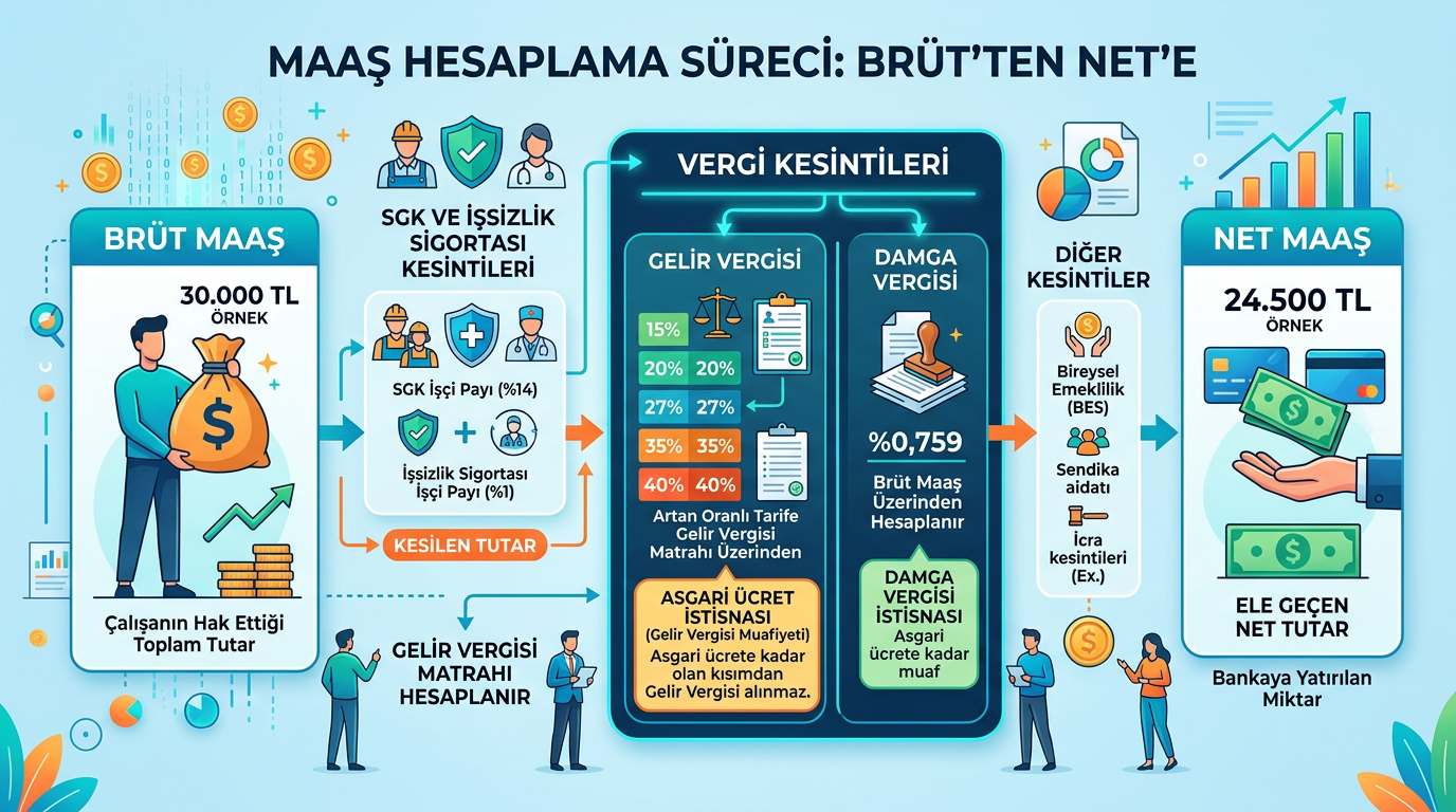 Maaş vergi kesintileri infografik