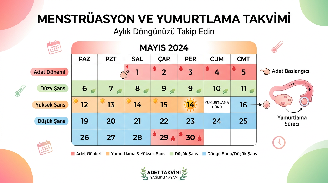 Regl adet yumurtlama takvim grafik Türkçe