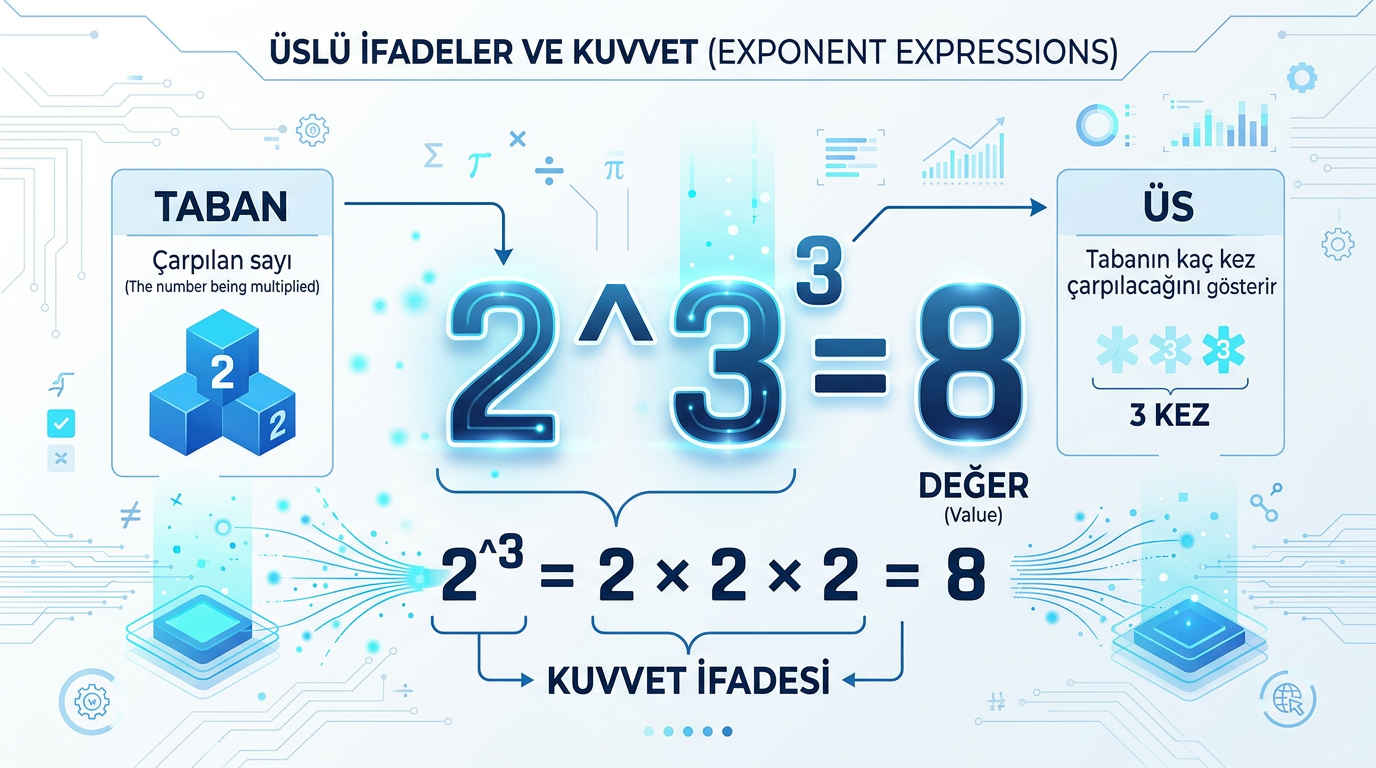 Üs hesaplama kuvvet grafik Türkçe