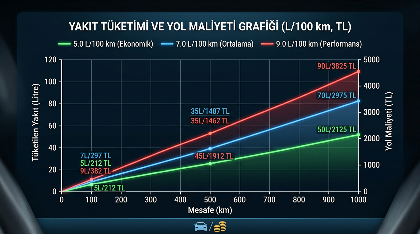 Yakıt tüketimi L/100 km grafik Türkçe