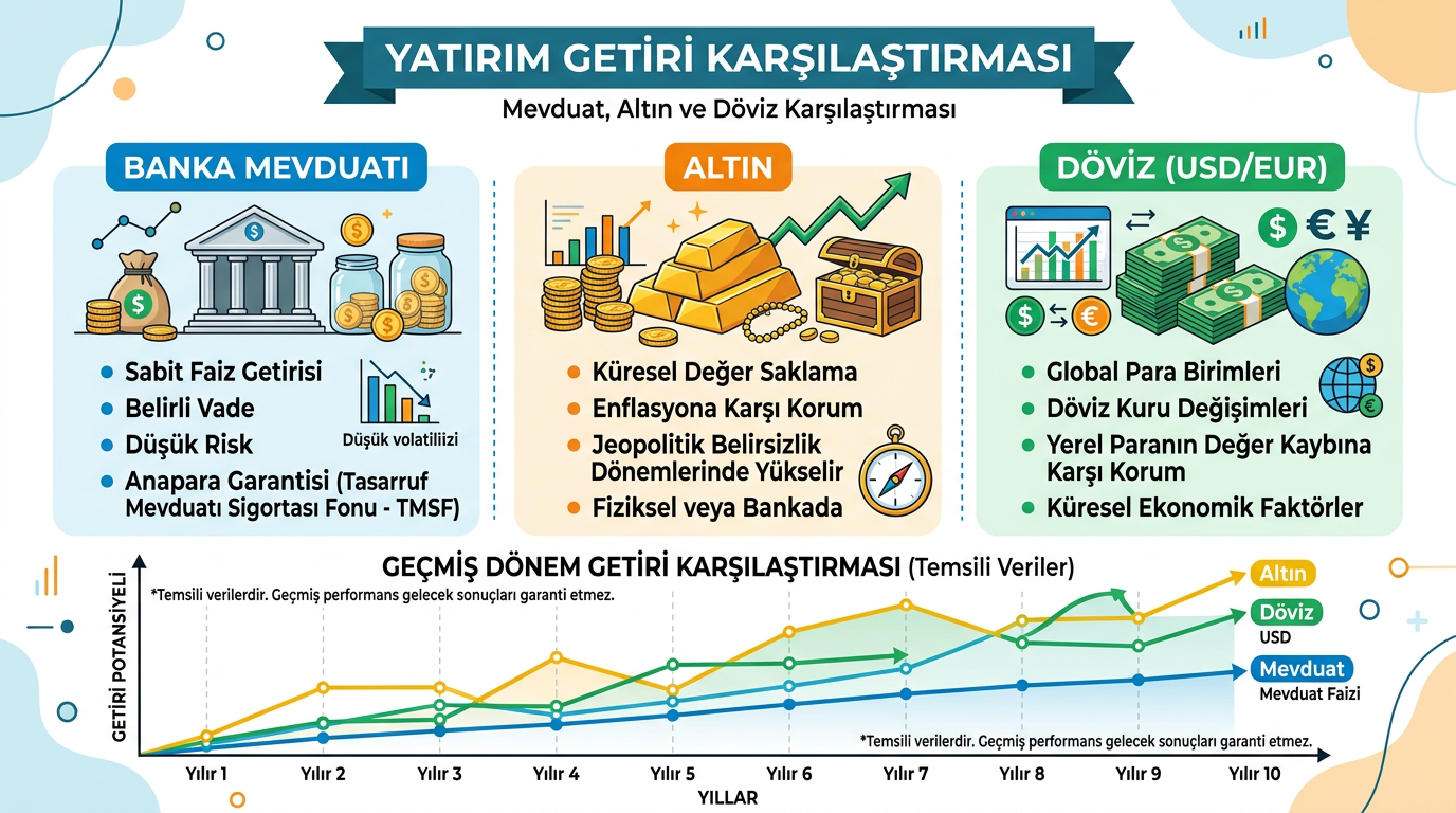 Mevduat altın döviz getiri karşılaştırma grafiği
